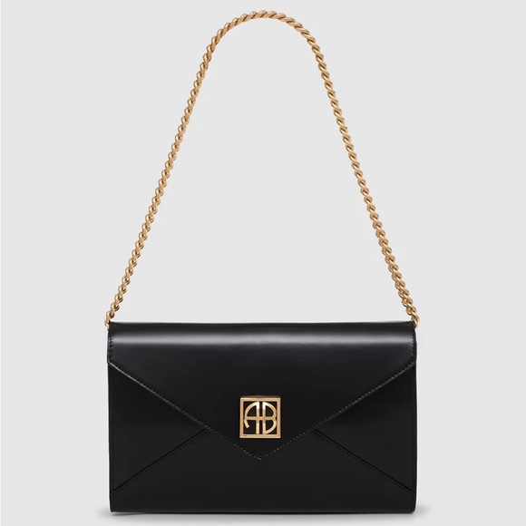 NEW Anine Bing Elly Clutch Black and gold Handbag - Picture 1 of 7